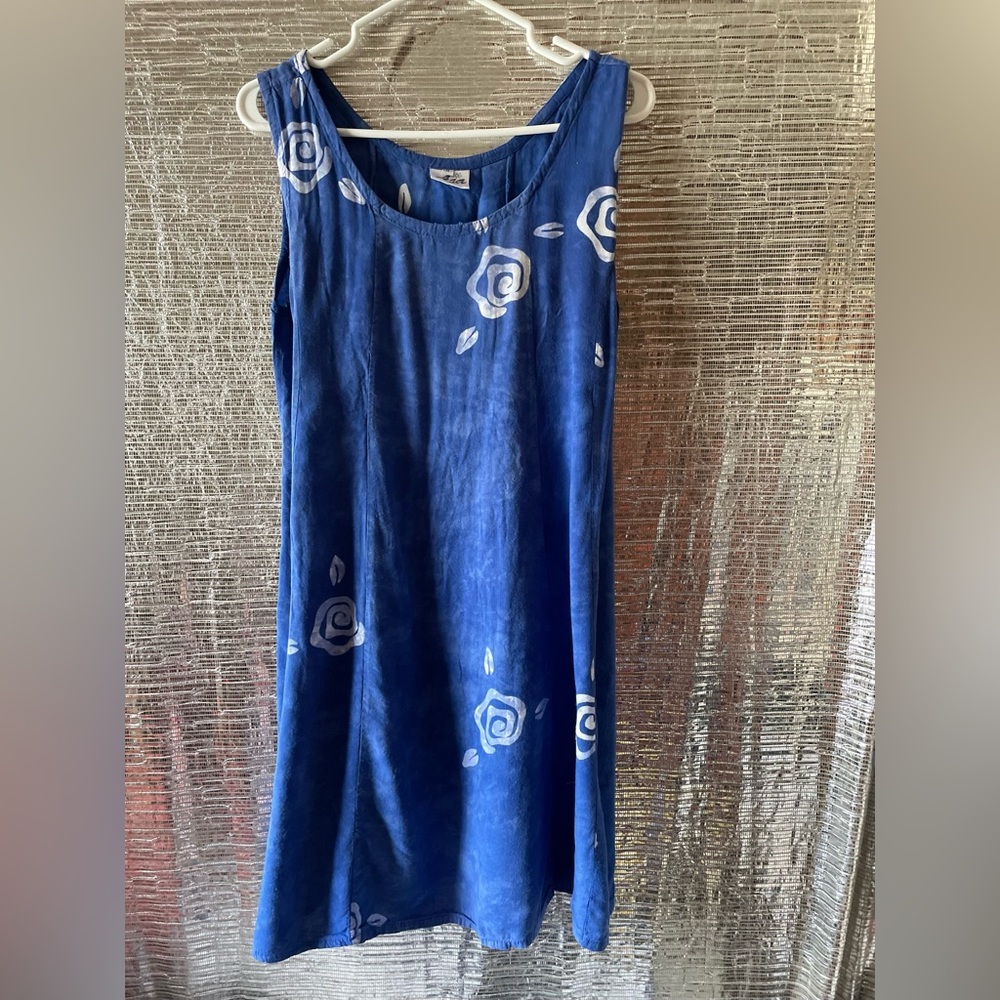 Batik blue roses summer dress